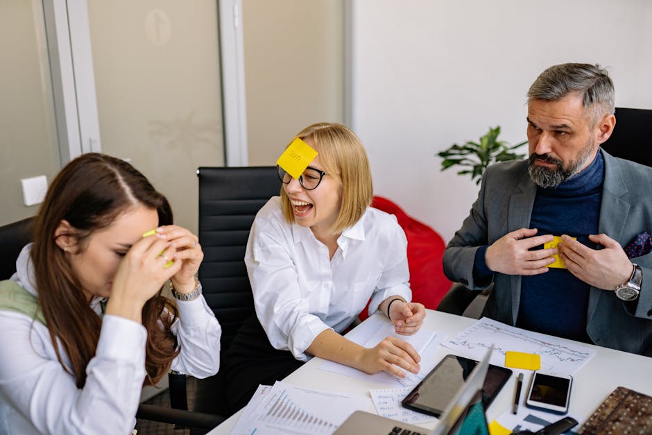 corporate team building fitness session office workers